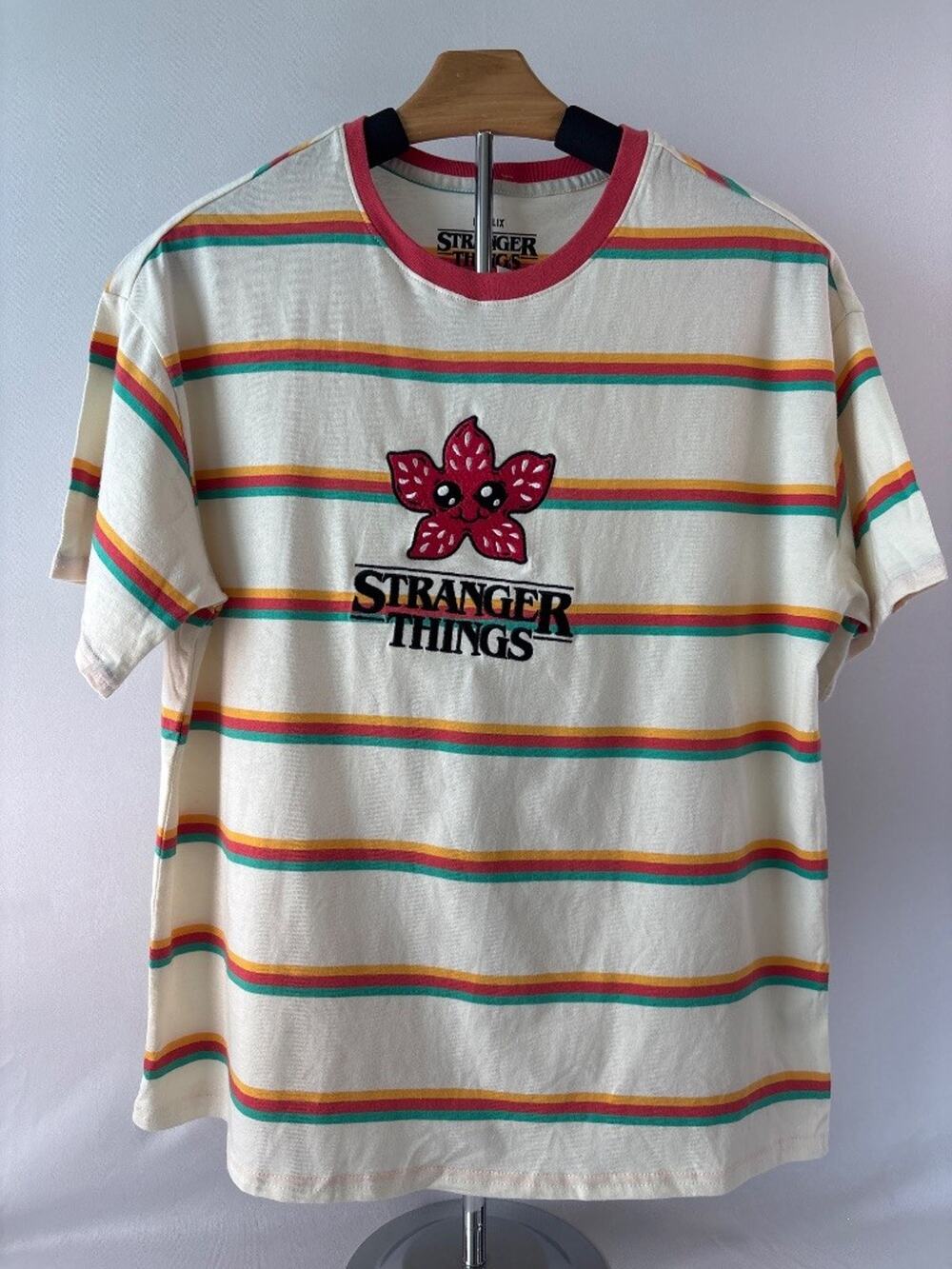 Stranger Things Netflix Demogorgon Stripe Ringer Tee BoxLunch NWT Sz S